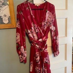 Red floral maternity dress